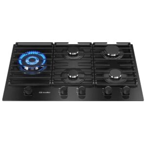 Cooktop a Gás 5 Bocas Mueller Mesa de Vidro com Tripla Chama MCG5BM Bivolt