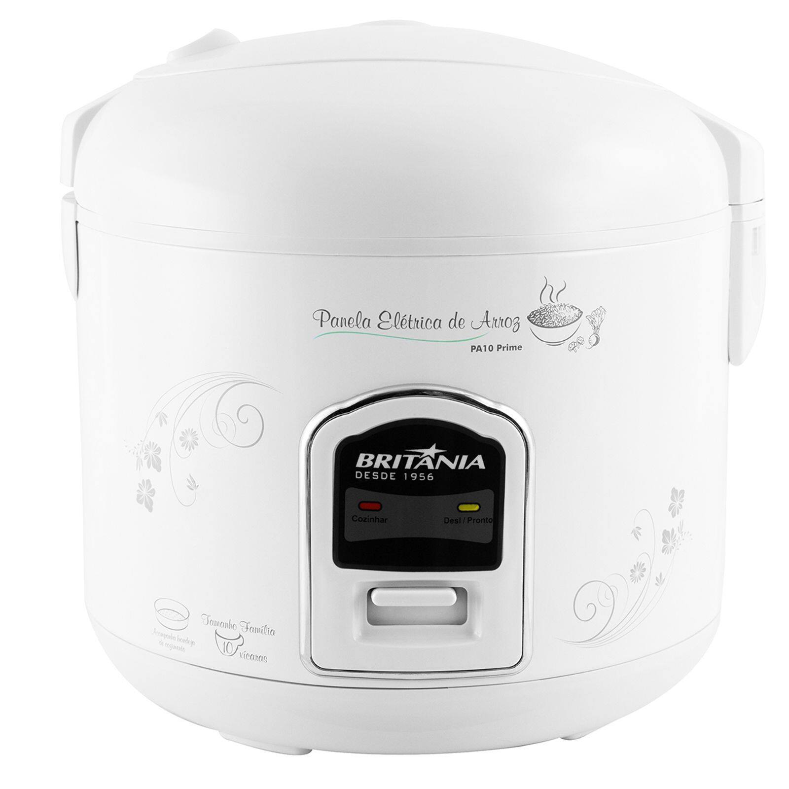 Panela de Arroz Elétrica Britânia 10 Xícaras 4L PA10 Prime 220V Branca
