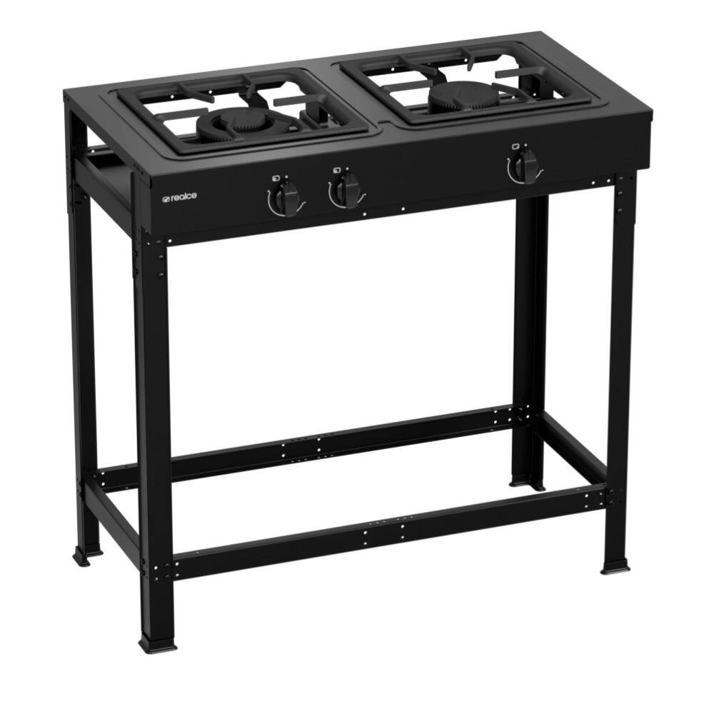 Fogão Industrial 2 Bocas Realce Atena a Gás com Acendimento Manual - Preto