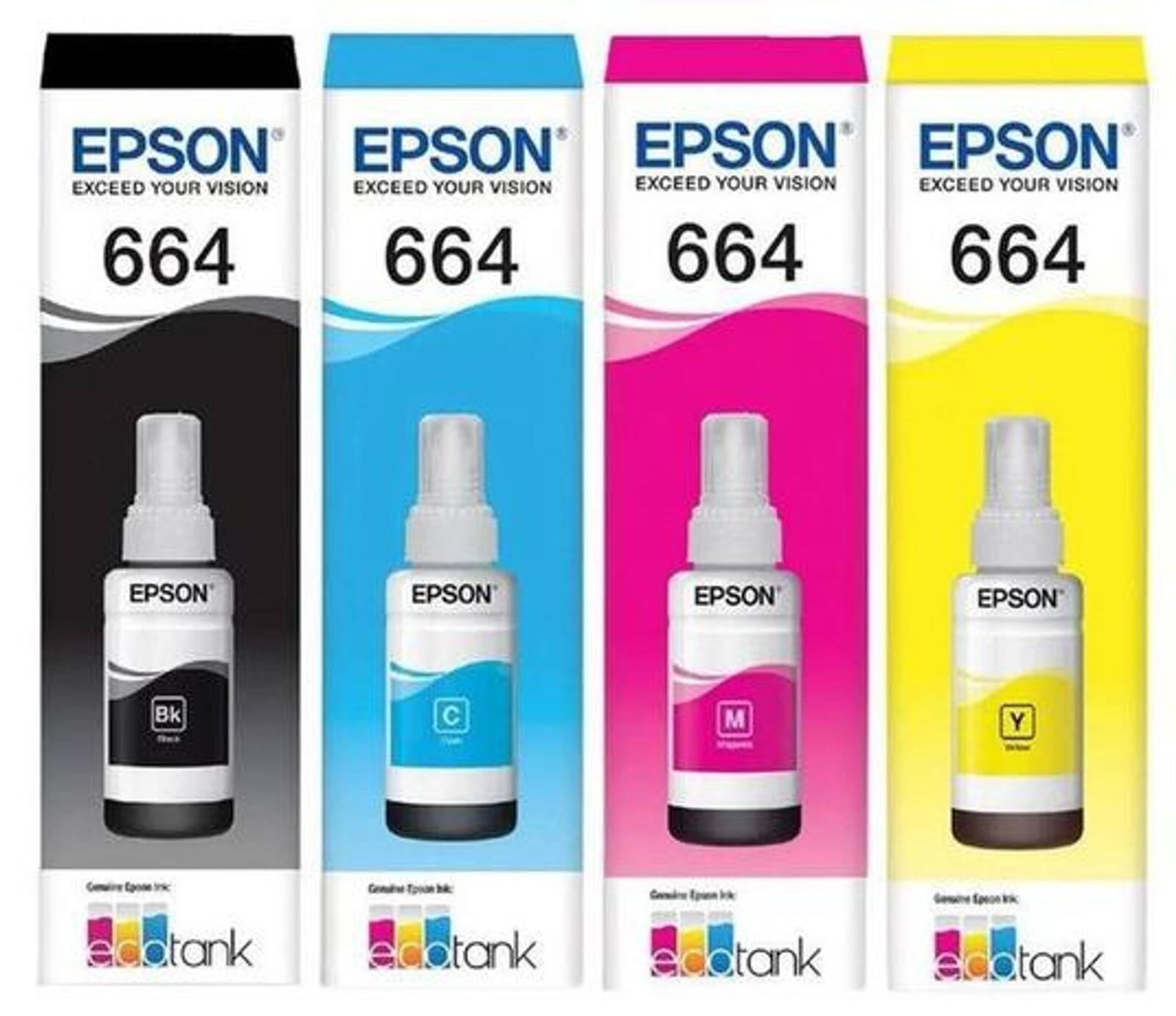 Kit 4 cores refil de tinta original epson t664 70ml cada