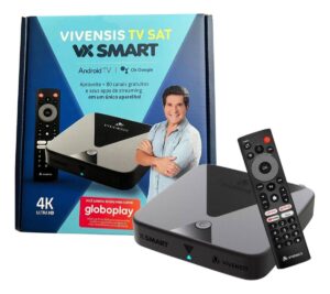 Receptor Vivensis VX Smart Box 4K Android TV Sat HD Banda KU Nova Parabólica Digital Wi-Fi