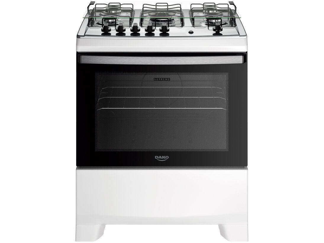 Fogão Dako Supreme 5 Bocas Com Mesa Inox Acendimento Automatico Branco Bivolt