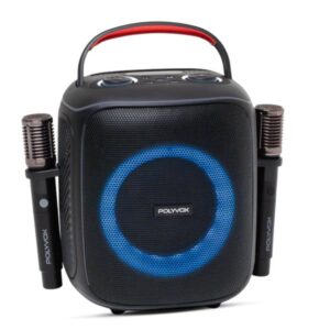 Caixa de Som Karaokê Bluetooth 160W RMS com 2 Microfones UHF RGB TWS XK-1 - Polyvox