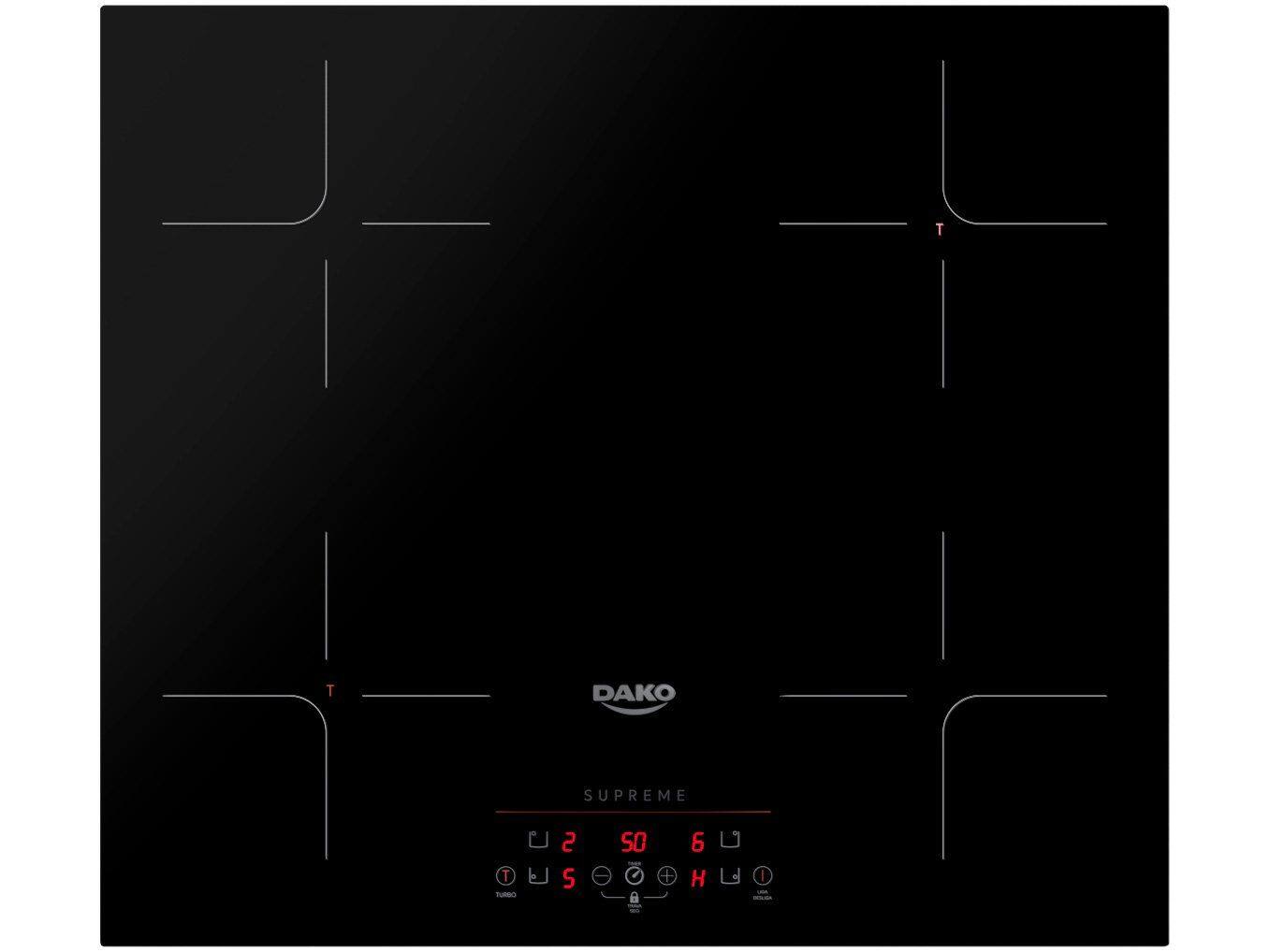 Cooktop de Indução 4 Bocas Preto com Trava de Segurança Dako Supreme