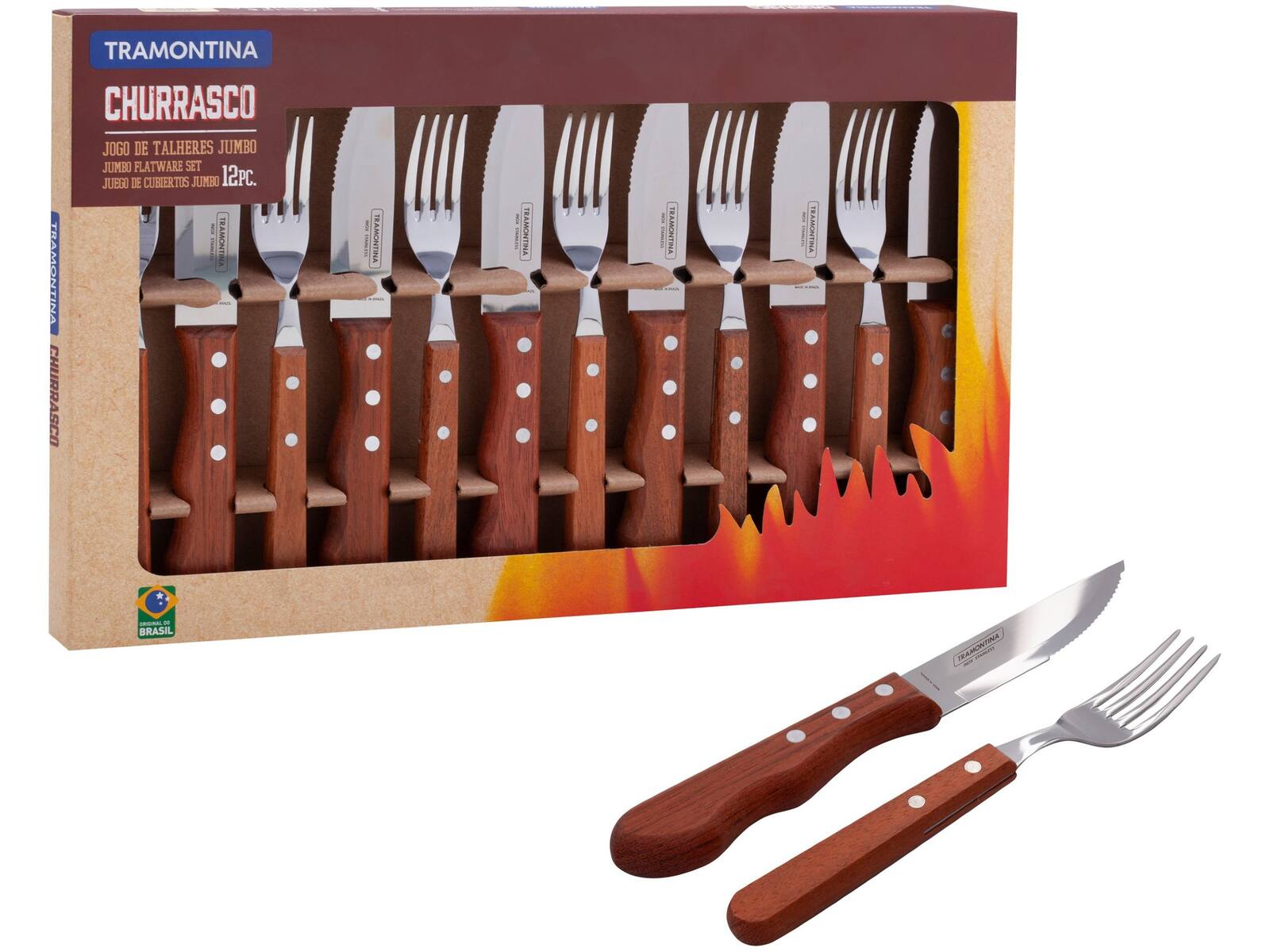 Jogo de Talheres Tramontina Inox para Churrasco Dynamic Jumbo Quantidade 12 Peças
