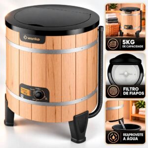 Tanquinho Wanke Tradicional 5kg Semiautomático 3 Programas Motor WEG Agitador Removível Classe A