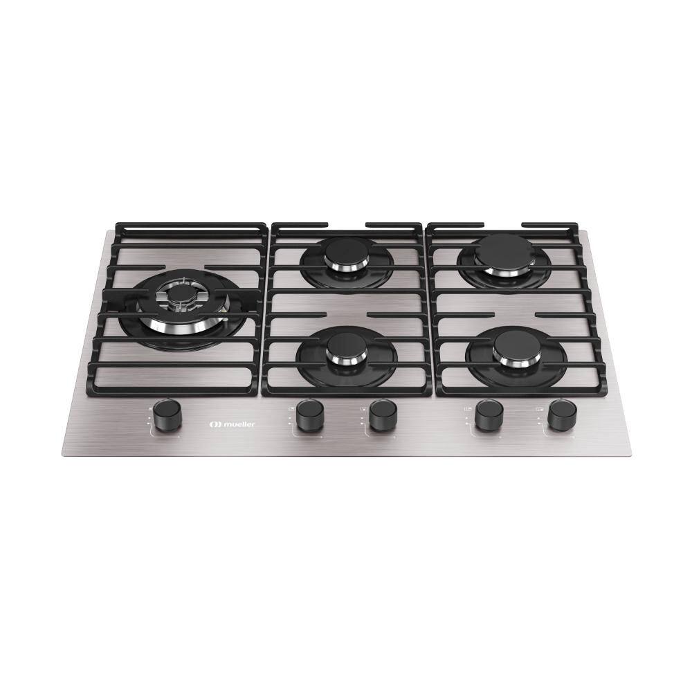 Cooktop 5 Bocas a Gás Mueller com Mesa de Alumínio e Tripla Chama Bivolt - MCG5BL