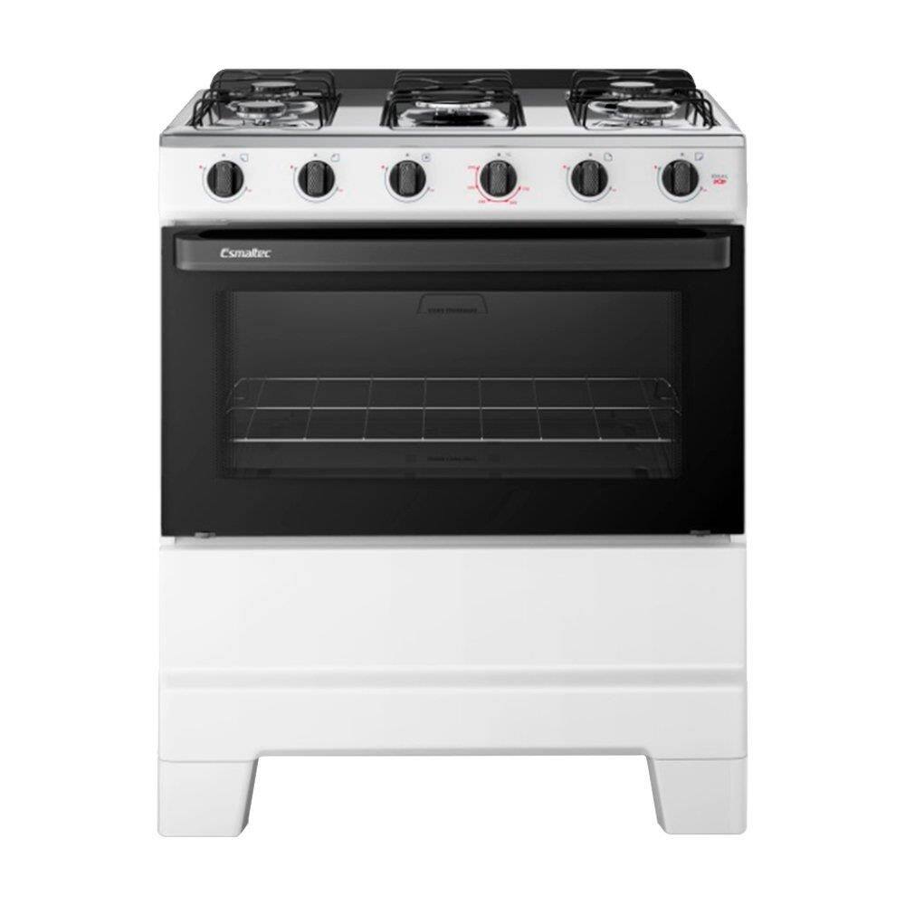 Fogão de Piso 5 Bocas Esmaltec F5ISB Ideal Pop - Mesa em Aço Inox, Acendimento Manual, Branco