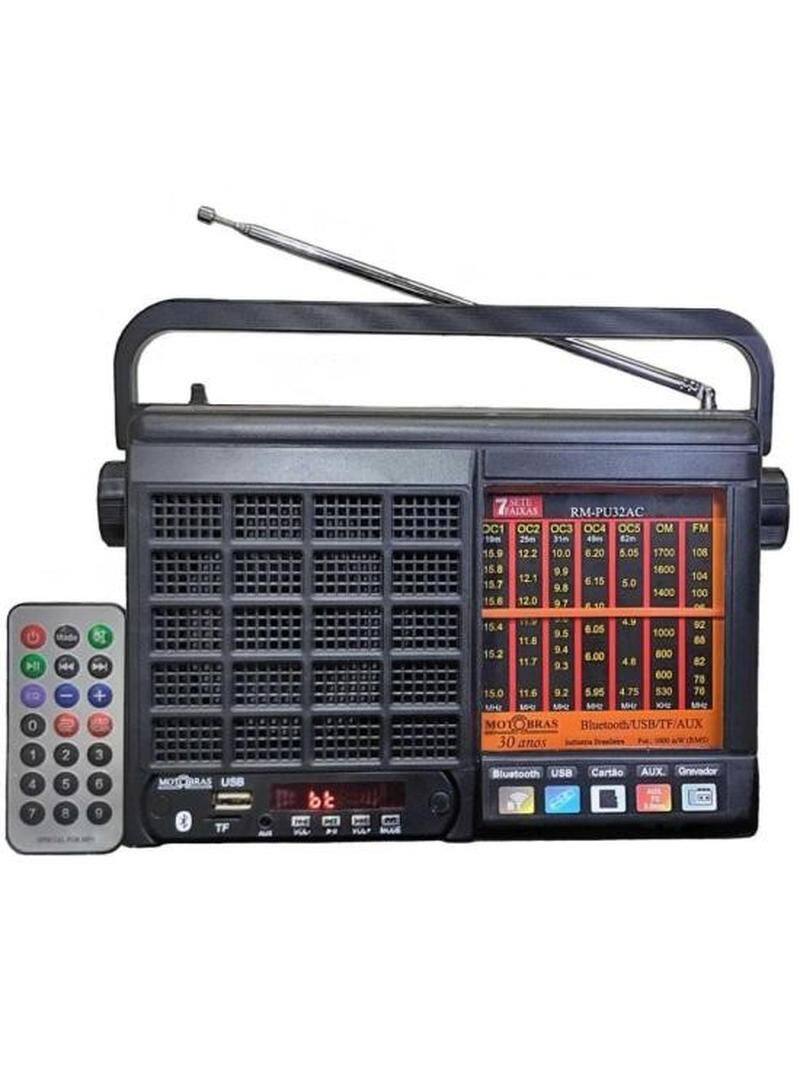 Rádio Portátil Motobras RM-PU32AC 7 Faixas Preto