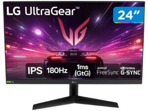 Monitor Gamer LG UltraGear 24" Full HD, IPS, 180Hz, 1ms, HDMI e DP, NVIDIA G-SYNC , FreeSync, HDR10, sRGB 99%, 24GS60F-B