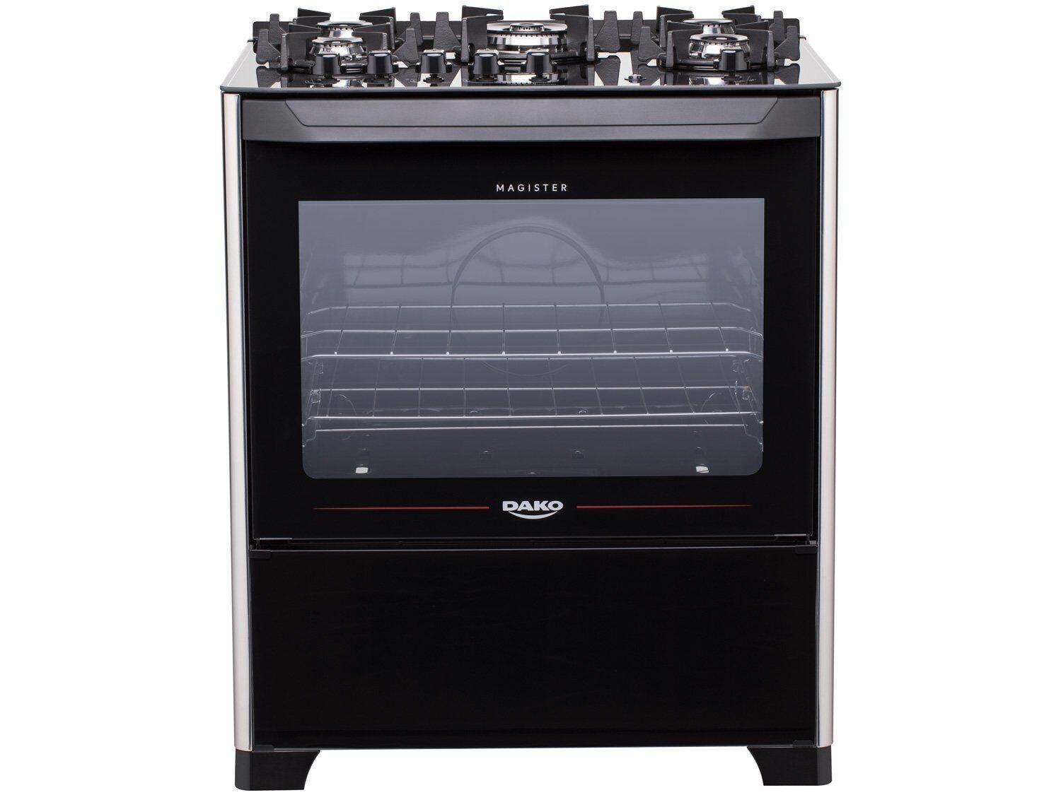 Fogão Dako 5 Bocas Magister Automático Mesa de Vidro Forno 100L