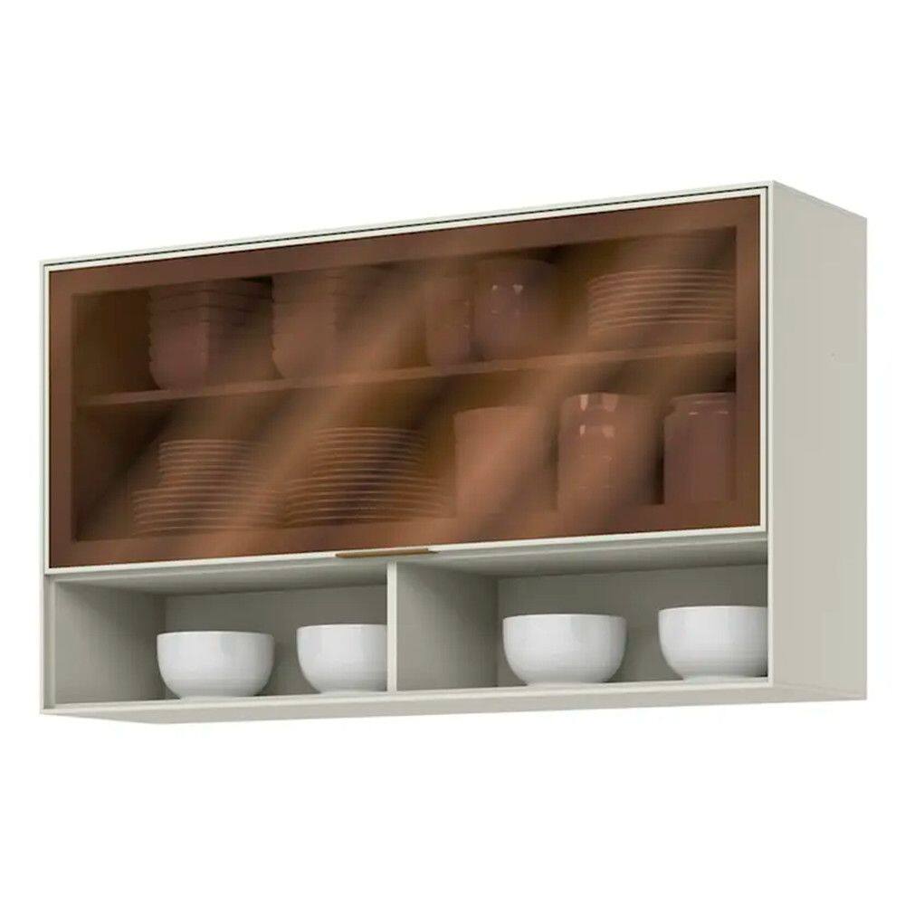 Armário Aéreo Fineze 1 Porta Basculante Vidro 120cm Henn