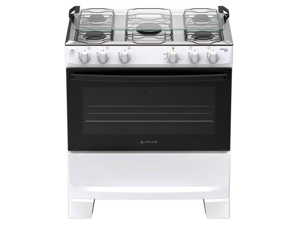 Fogão Mônaco Plus 5 Bocas Automático Mesa de Inox Forno Atlas