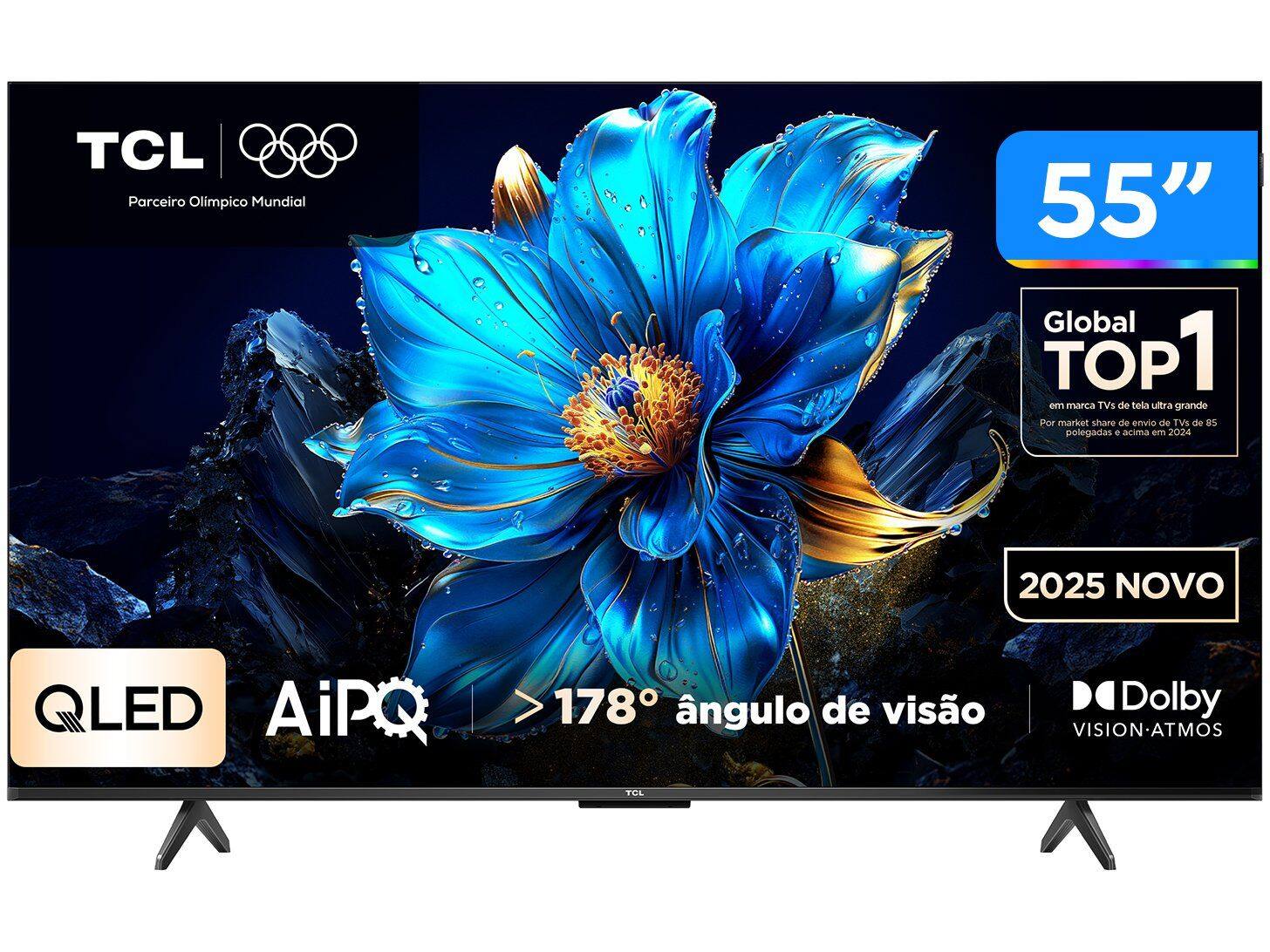 Smart TV TCL QLED 55 Polegadas 4K Comando de Voz 55P7K