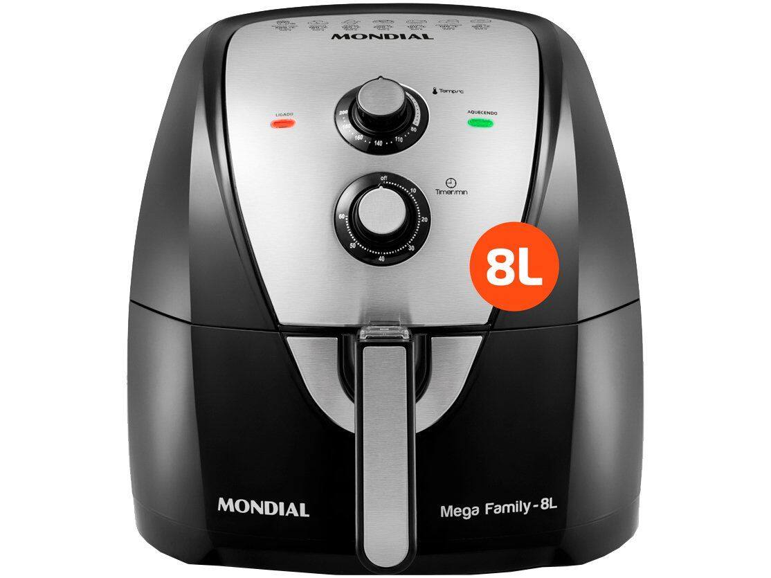 Fritadeira Elétrica Mondial Afn-80-bi Sem Óleo 8L 1900W Preto/Inox 127V 5993-01