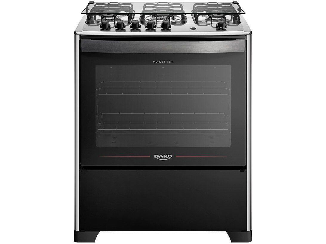 Fogão Dako Magister 5 Bocas Automático Mesa de Inox Tripla Chama Forno 100L