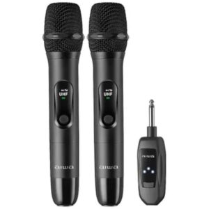 Microfone AWS-MIC-01 Dinâmico Duplo Sem Fio AIWA