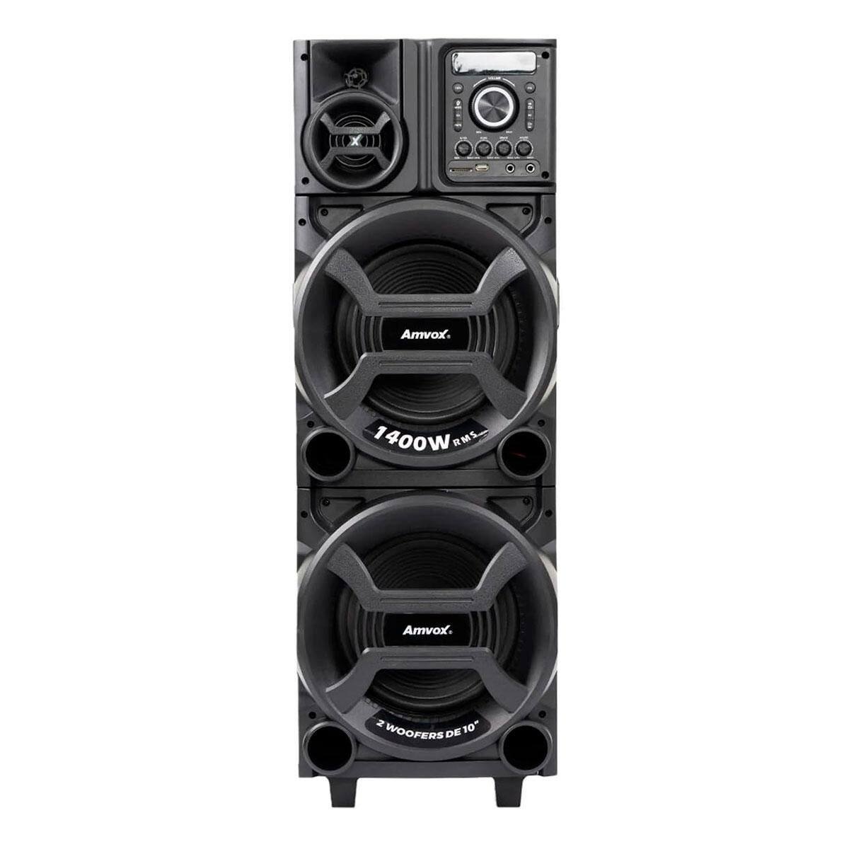 Caixa Amplificada Amvox Titan Black - 1400W RMS - TWS - Bivolt - Alça de Transporte - ACA1402