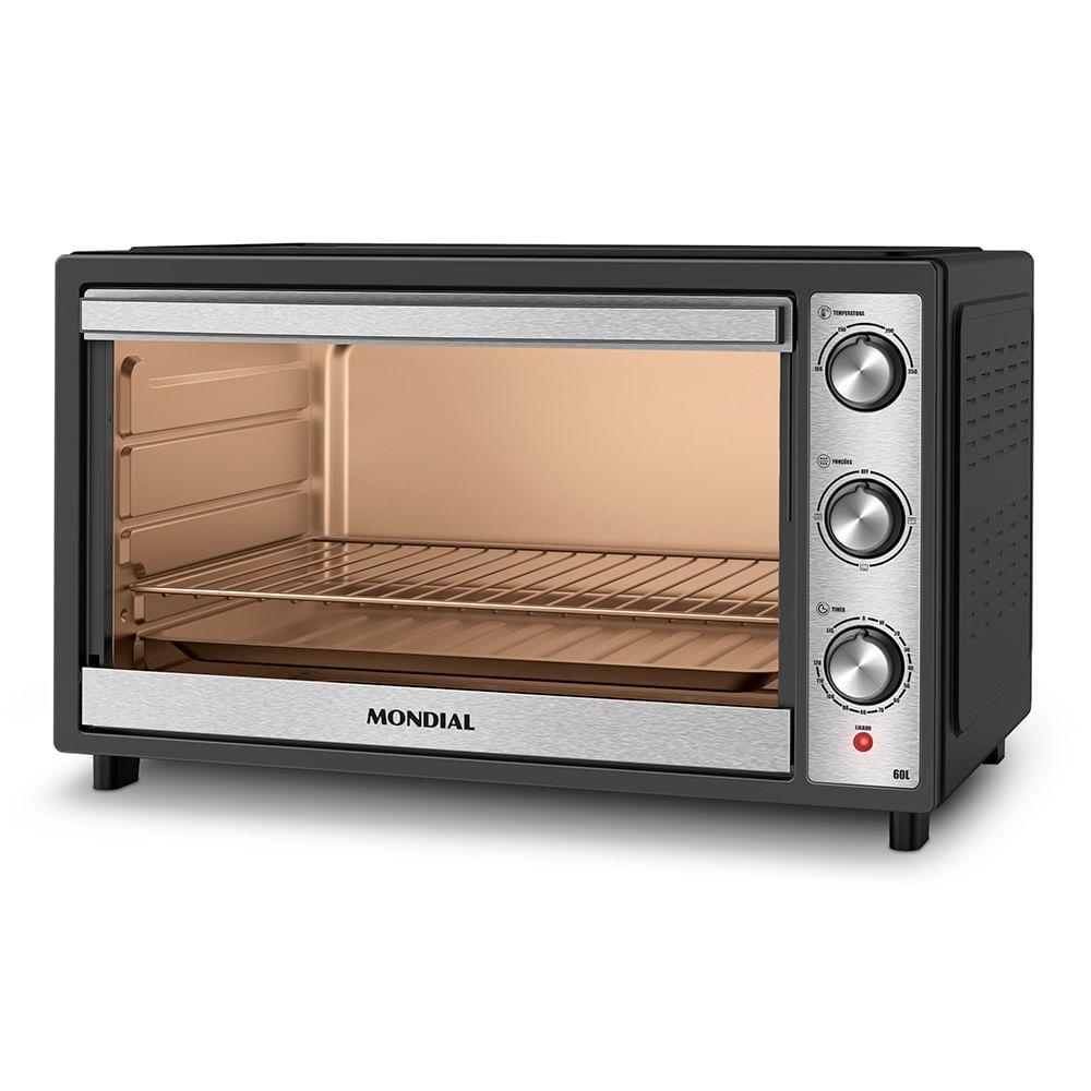 Forno Elétrico 60L Family Grill Inox Mondial Preto/Inox 1800W - FRN-60-BI
