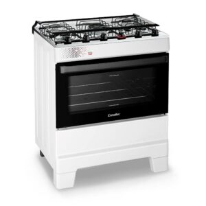 Fogão Esmaltec Ideal Top 5 Bocas 84L Bivolt Branco Mesa Inox Acendimento Automático
