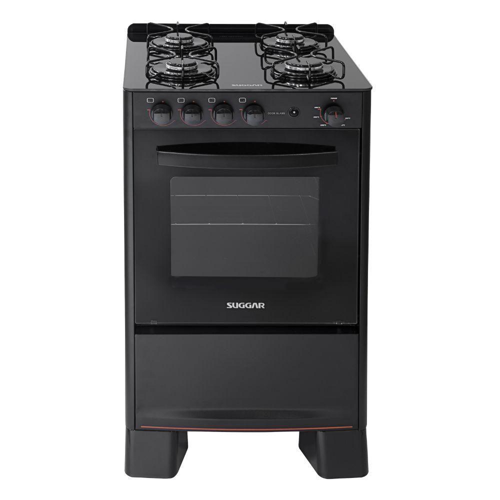 Fogão 4 Bocas Suggar Automático Mesa de Vidro Cook Glass Pre