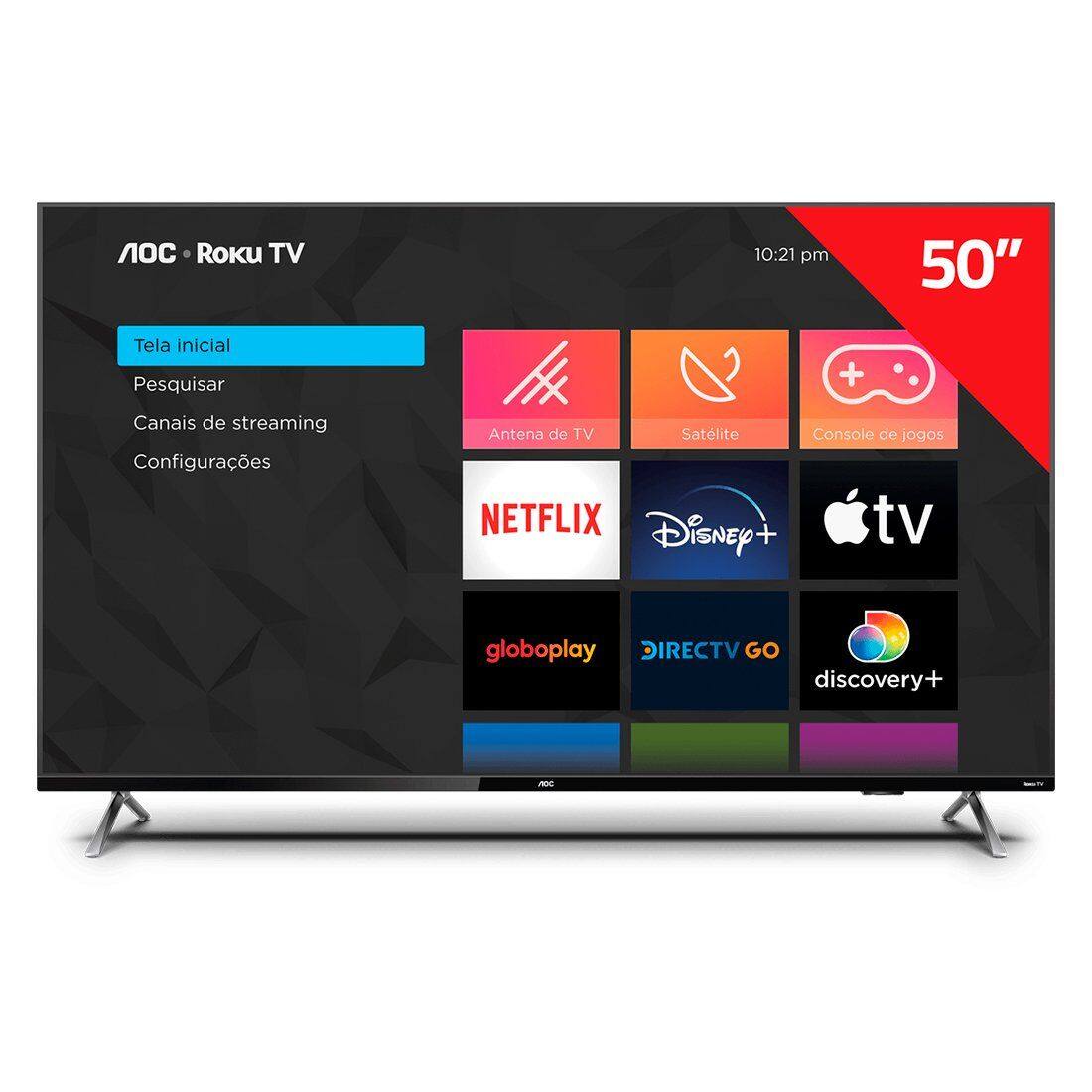Smart TV AOC 50" LED ROKU 4K Wi-Fi 50U6125/78G Bivolt