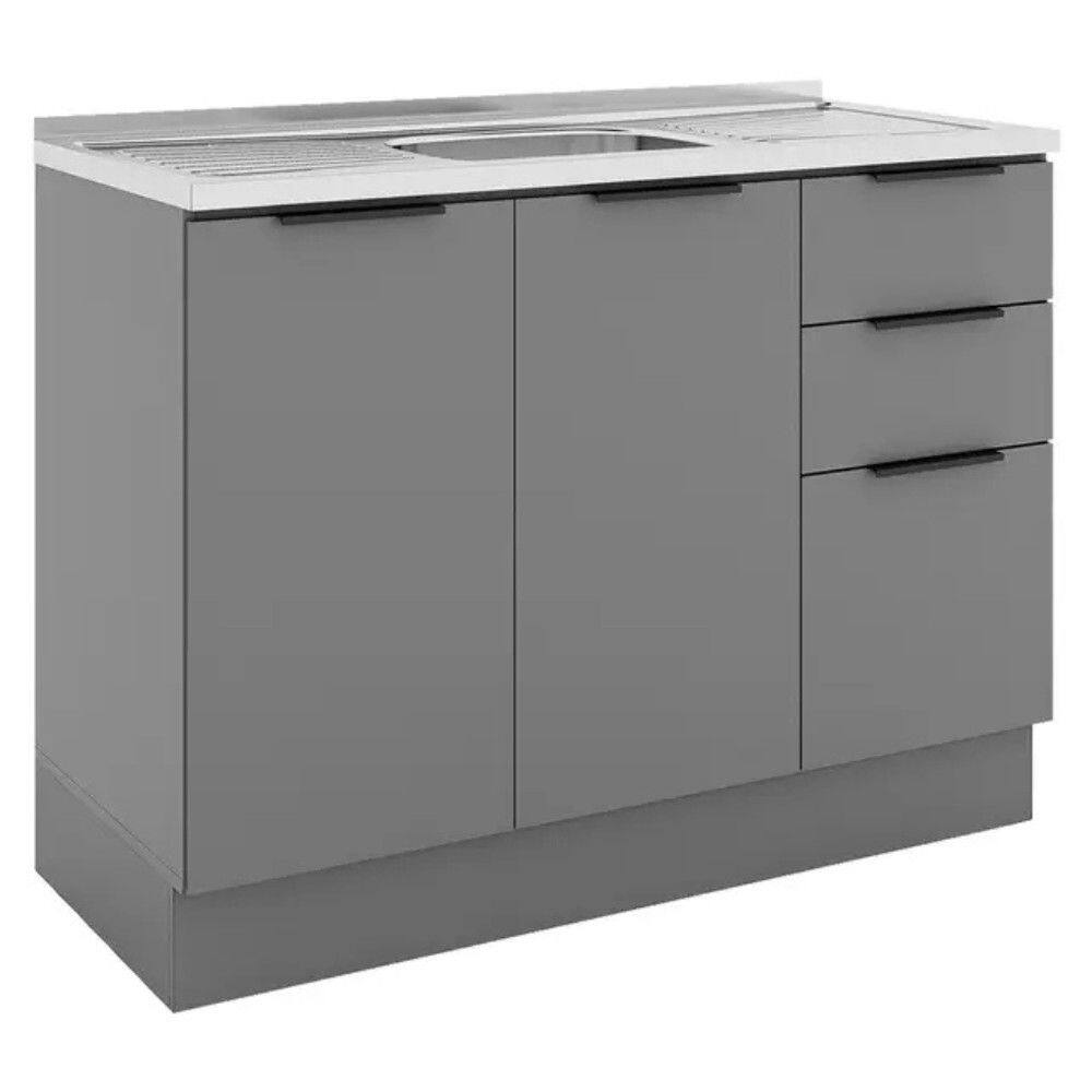 Balcão sem Tampo 2 Portas 3 Gavetas MDP MDF Lumina Telasul