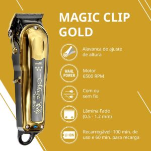 Máquina Wahl Magic Clip Gold 8148L13 Corte Profissional Cordless