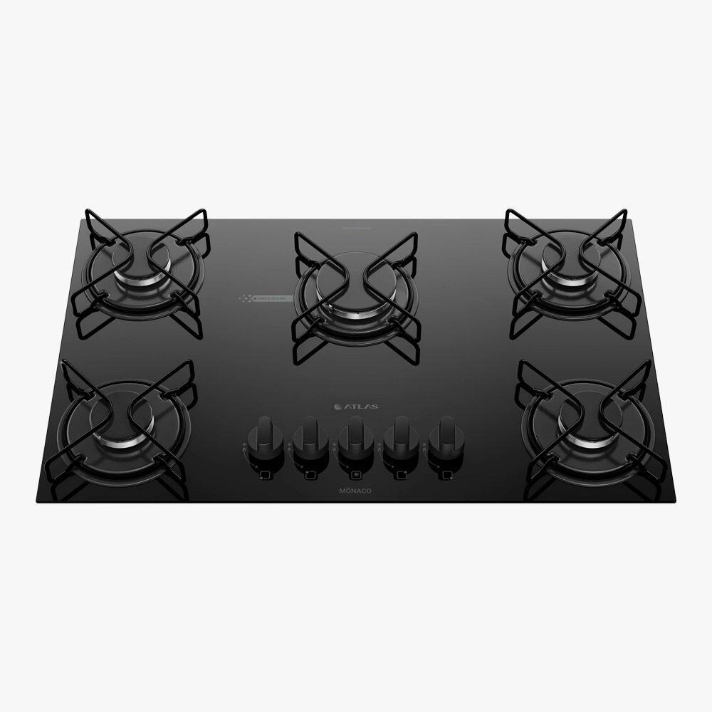Cooktop gás 5 Bocas Atlas Mônaco Preto
