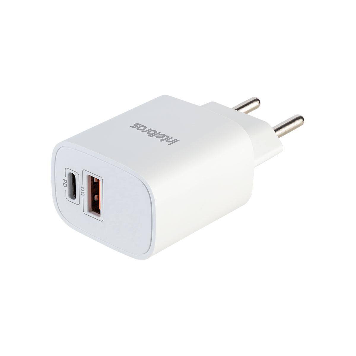 Carregador de Parede USB Intelbras EC11 Power - 20W, Carregamento Ultra Rápido, USB-C e USB, Branco
