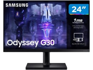 Monitor Gamer Samsung Odyssey G30, FULL HD, Tela Plana 24" Painel VA, 144Hz, 1Ms, HDMI, FreeSync Premium, LS24BG300ELMZD