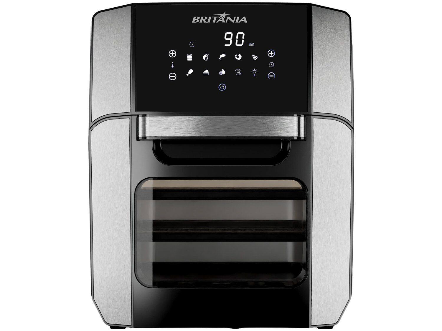 Fritadeira Air Fryer Britânia BFR2100P 12L 1800W 4 em 1 Assa Frita Desidrata Reaquece Timer 90min Temperatura 80-200C