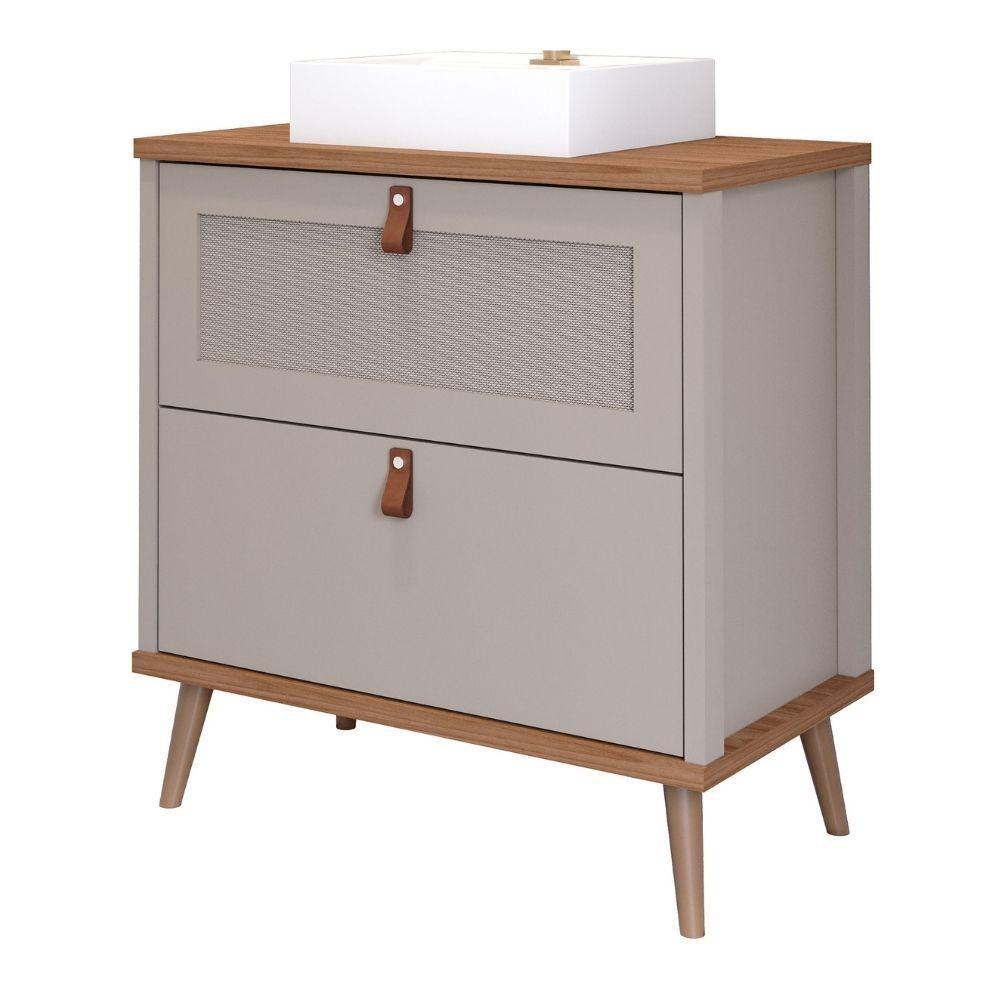 Gabinete Para Banheiro 60 Cm 100% Mdf 1 Gaveta 1 Porta Basculante Veneto Mgm Móveis Cappuccino/Freijo