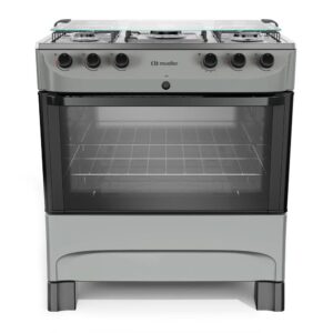 Fogão 5 Bocas Mueller MFI5BB Mesa Inox Forno 81,6L Titânio Bivolt