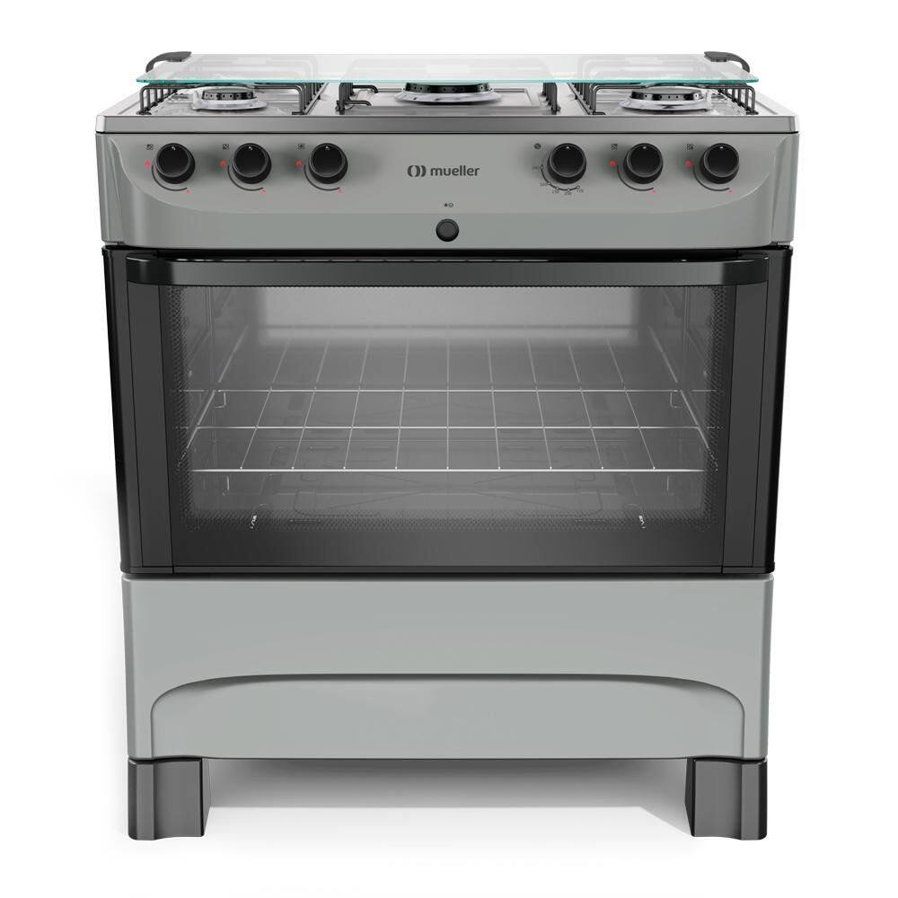 Fogão 5 Bocas Mueller MFI5BB Mesa Inox Forno 81,6L Titânio Bivolt