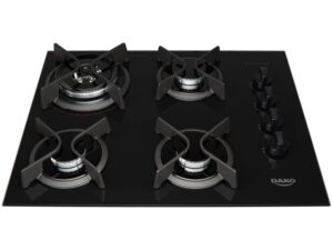 Cooktop a Gás Dako Supreme 4 Bocas Mesa em Vidro Trempes em Ferro Fundido