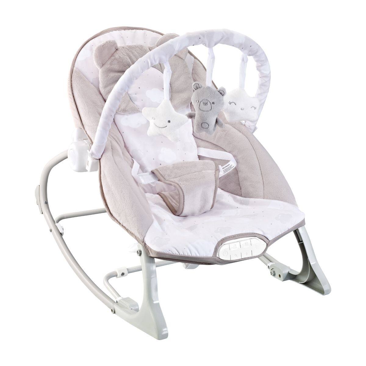 Cadeira de Descanso Bebê Musical e Vibratória Móbile de Brinquedos ( Até 18kgs) Polar Bege Maxi Baby