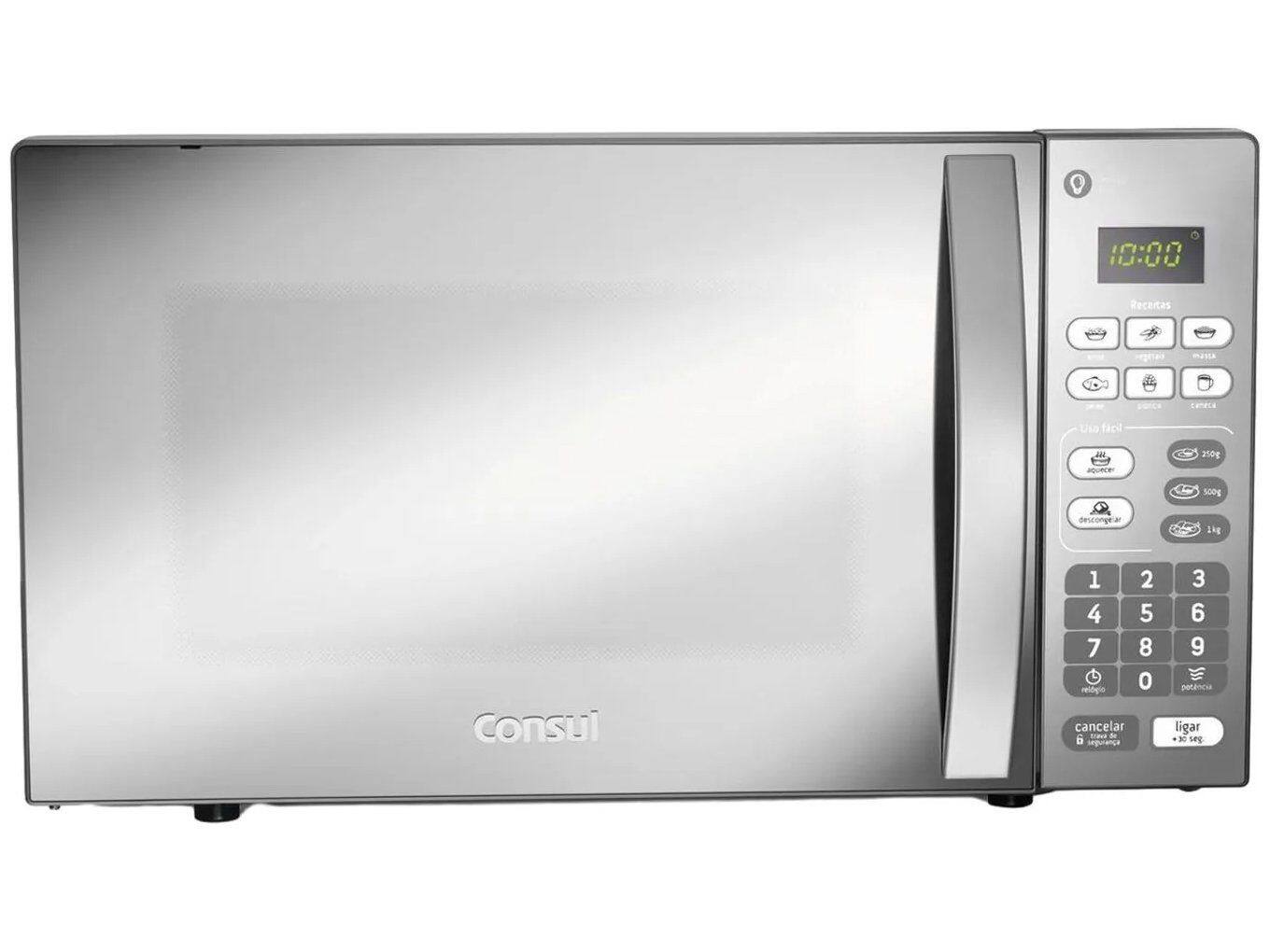 Micro-Ondas Consul 20 Litros CM020BF Função Descongelar, Espelhado, Design Moderno, Cinza