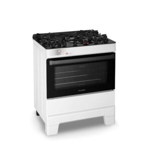 Fogão Esmaltec Ideal Top Glass 5 Bocas 84L Branco Mesa de Vidro Acendimento Automático