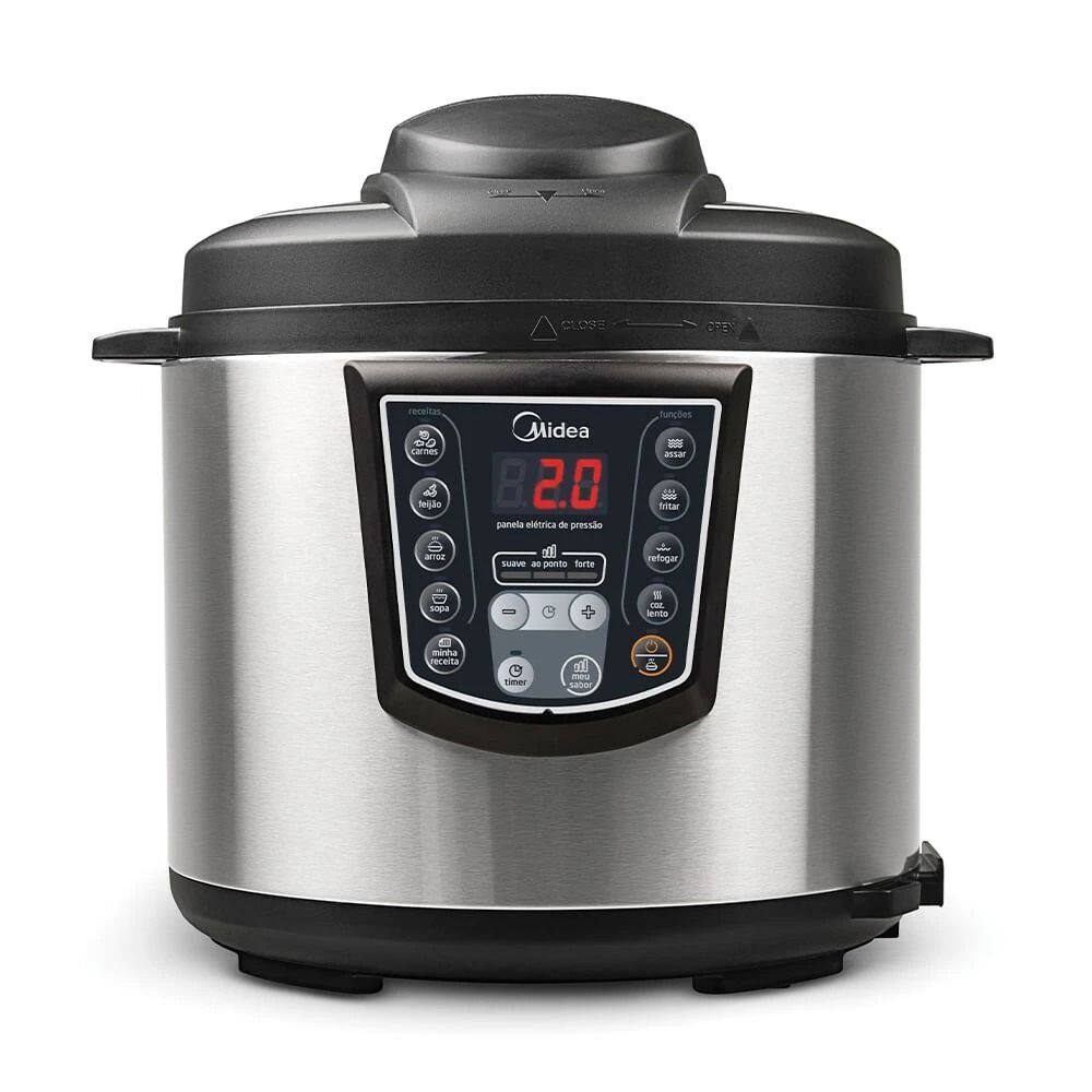 Panela de Pressão Elétrica Midea 6L Digital Inox 127V 10 Funções Timer Segurança Automática