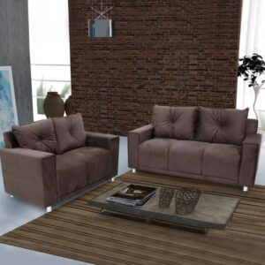 Sofá Fixo 2 e 3 Lugares Revestimento Suede Unique Gazin