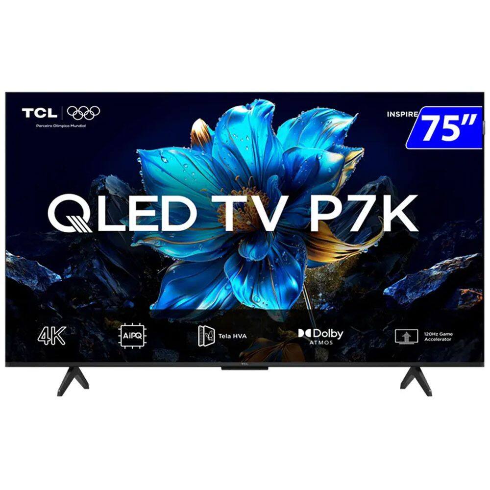 Smart TV TCL LED 75 Polegadas 4K WI-FI Google TV Comando de Voz 75P7K