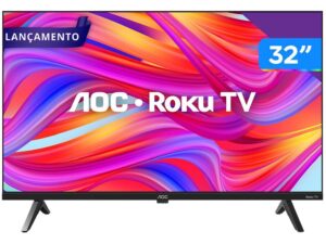 Smart TV 32 AOC 32S5045/78G HD Roku TV Wi-Fi HDMI USB Alexa Google Assistente Apple HomeKit