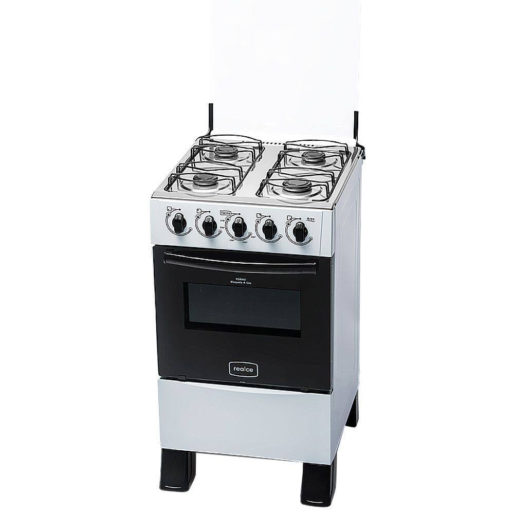Fogão Realce 4 Bocas Ares Manual Mesa de Inox Forno 50 Litros