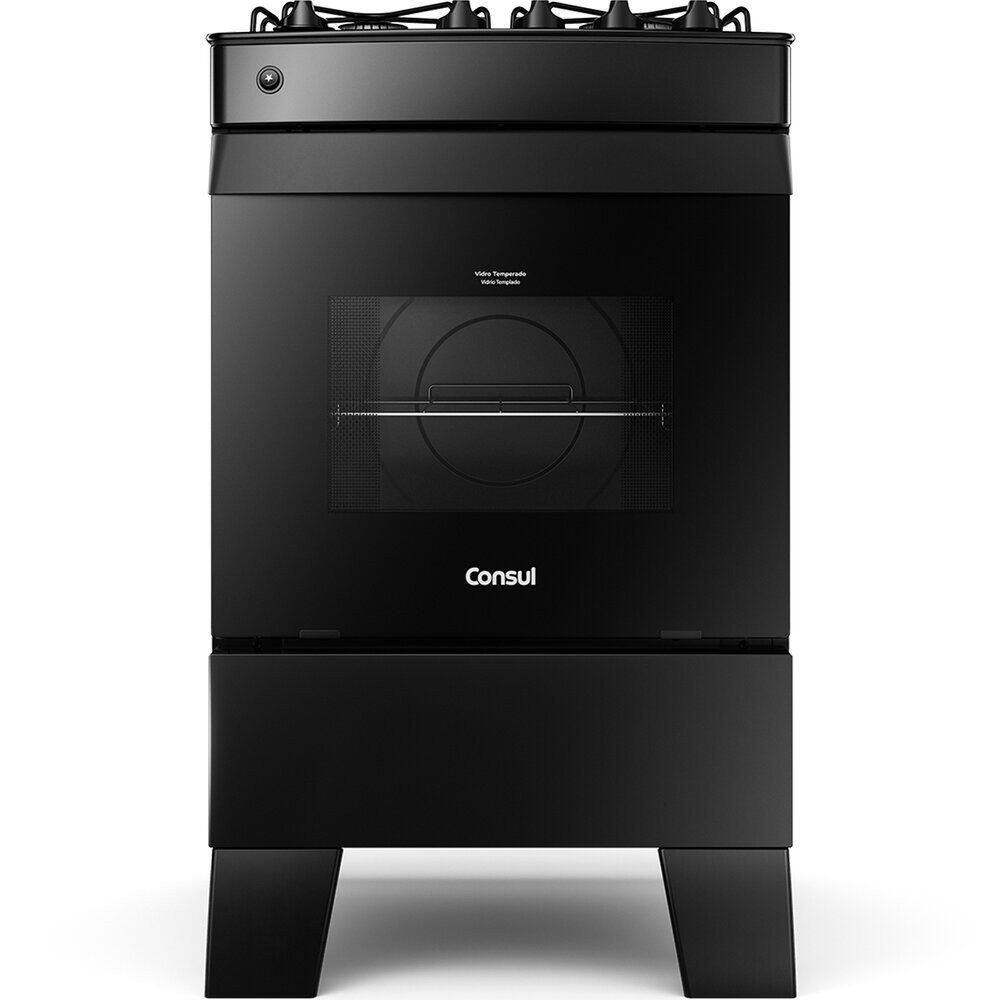 Fogão Consul 4 Bocas Automático Mesa de Vidro Forno 58L CFO4VCEUNA