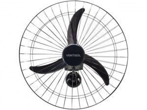 Ventilador de Parede Oscilante Ventisol Premium 60cm Regulagem Inclinação 3 Pás 200W Preto Bivolt