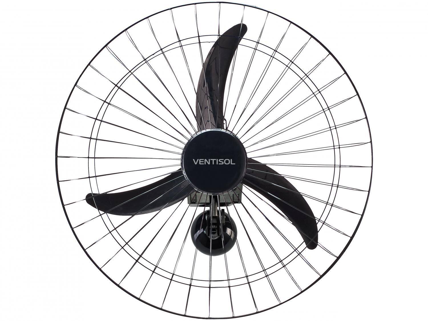 Ventilador de Parede Oscilante Ventisol Premium 60cm Regulagem Inclinação 3 Pás 200W Preto Bivolt